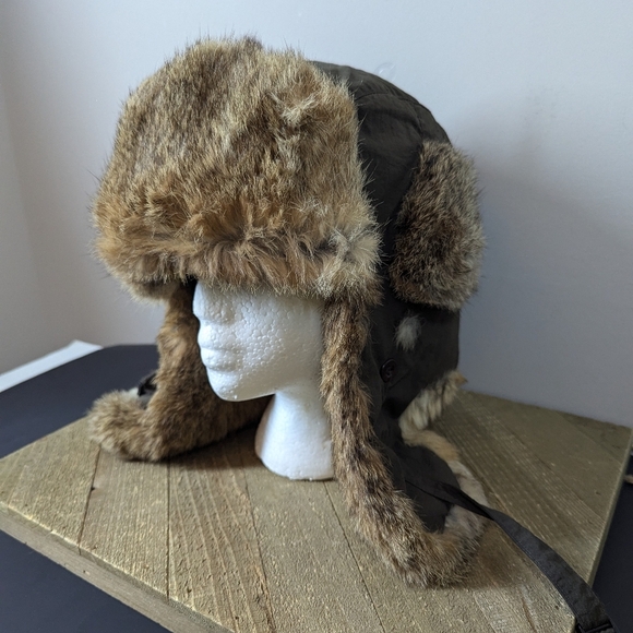 WindRiver Real Fur Trapper Hat Size XL Brown Winter Aviator Cap with Ear Flap - Picture 1 of 10